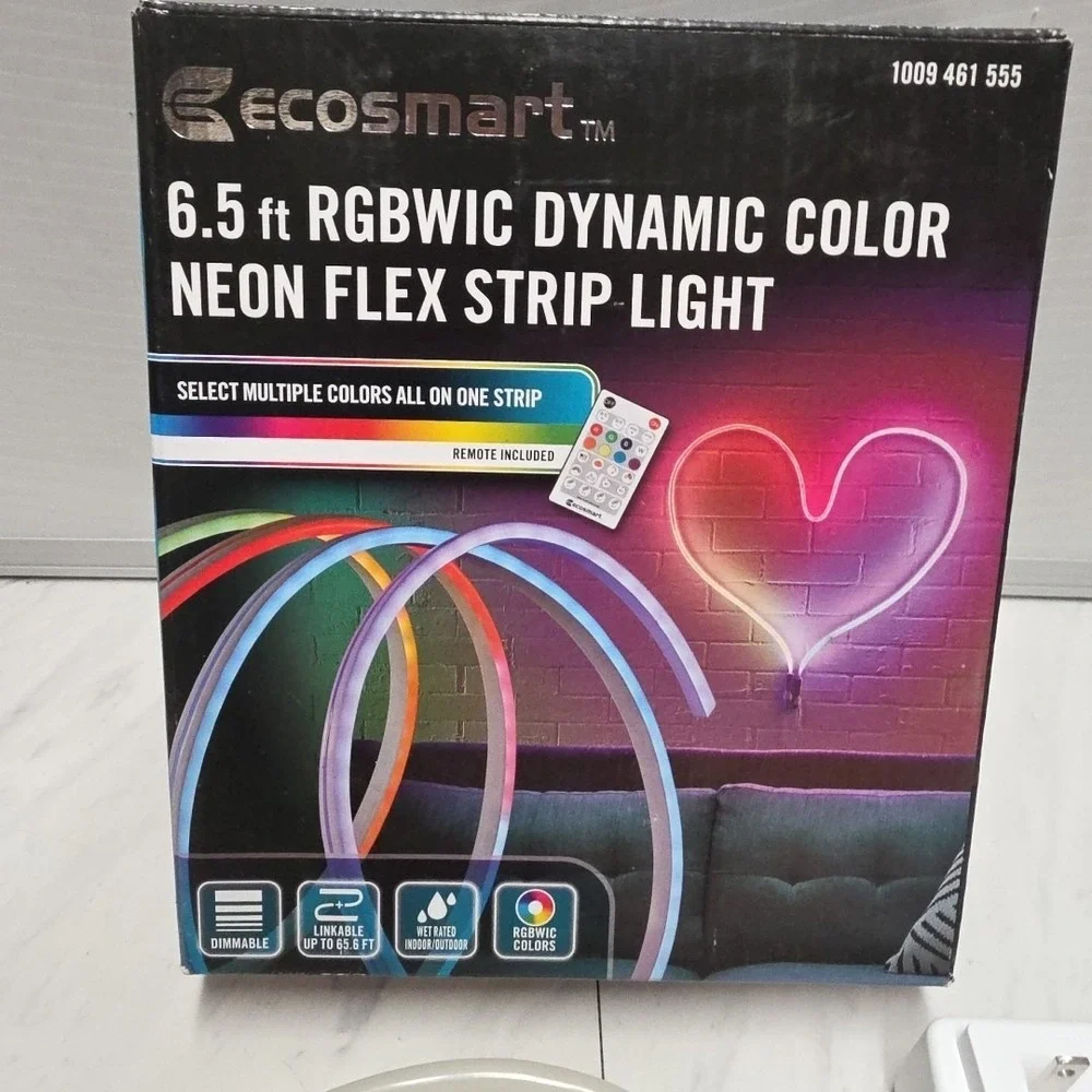 EcoSmart 6.5 ft. RGBWIC Color Changing Dimmable PlugIn LED Neon Flex Strip Light